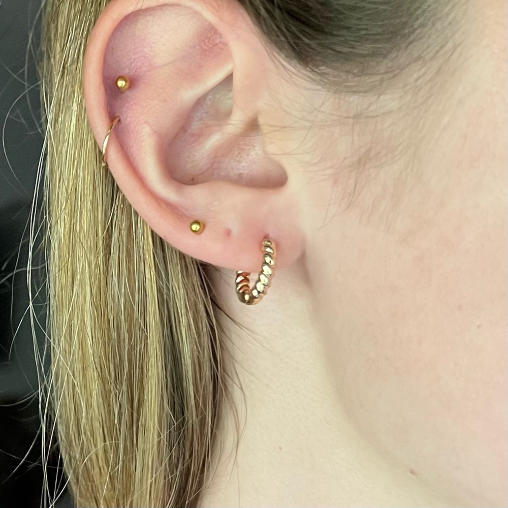 Tiny croissant Gold hoops